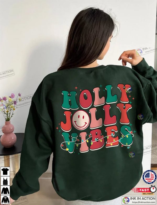 Retro Christmas Holly Jolly Vibes Shirt, Vintage Christmas Shirt