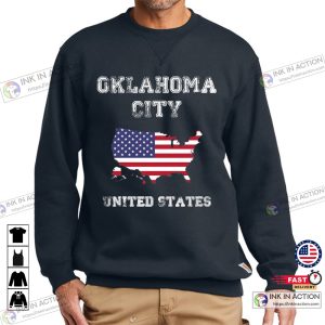 Retro Oklahoma City United States Distressed USA Flag Shirt 1