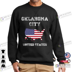 Retro Oklahoma City United States Distressed USA Flag Shirt 2