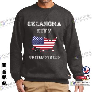 Retro Oklahoma City United States Distressed USA Flag Shirt 3