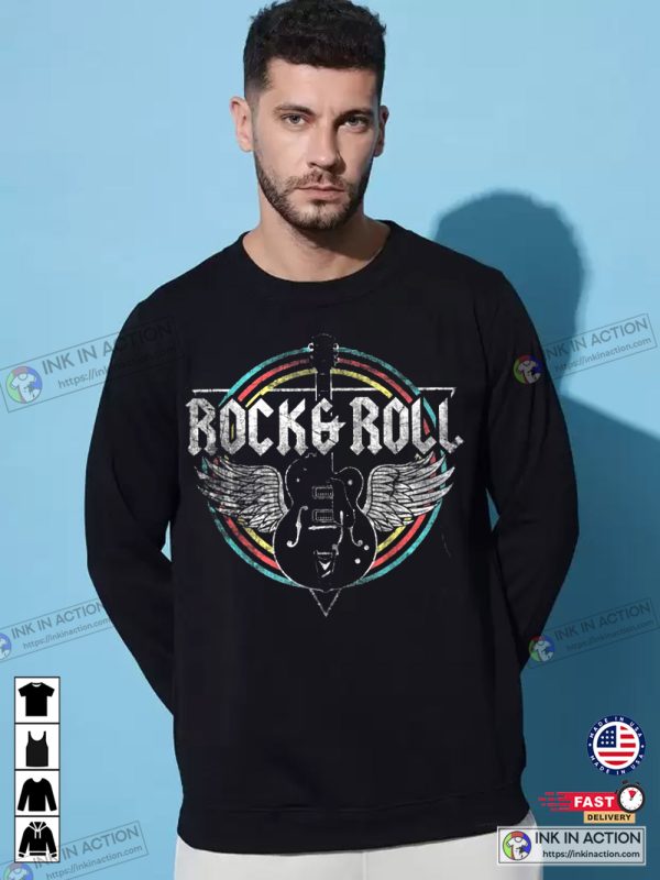 Rock and Roll Sweatshirt Vintage Sweatshirt Guitar Vintage Sweatshirt