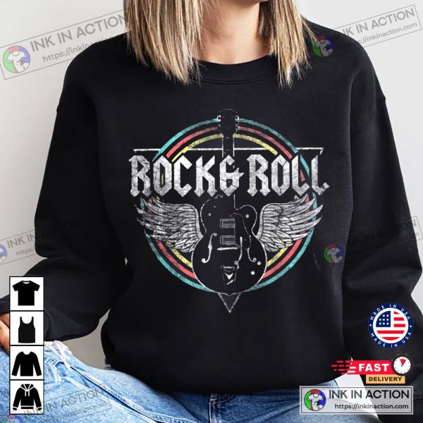 Rock and Roll Sweatshirt Vintage Sweatshirt Guitar Vintage Sweatshirt