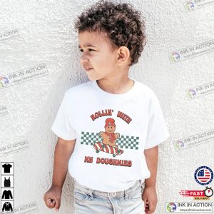 Rollin With My Doughmies Shirt Groovy Christmas Shirts For Kids Holiday Shirts 3