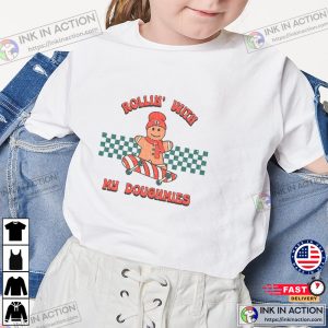 Rollin With My Doughmies Shirt Groovy Christmas Shirts For Kids Holiday Shirts 4
