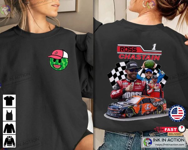 Ross Chastain 1 Trackhouse Racing Nascar Racing Melon Man 2 Sides Trending T-shirt