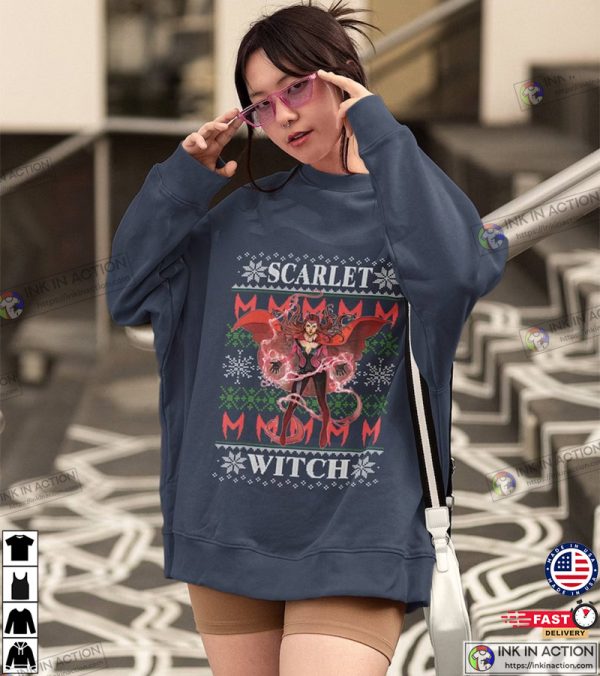 Scarlet Witch Christmas Shirt, Scarlet Witch Ugly Christmas Sweater, Wanda Maximoff Multiverse Of Madness