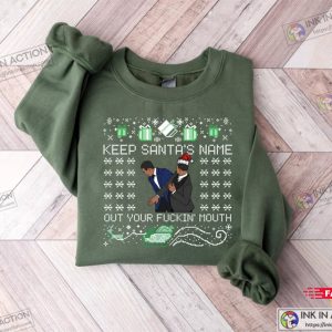 Slap Will Chris 2022 Funny Santa Award Show Meme Christmas Sweatshirt Keep Santas Name Out Of Your Fuckin Mouth Ugly Christmas Sweater 3