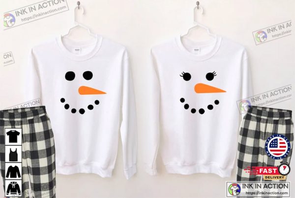 Snowman Pajamas, Snowmen Face Pajamas, Matching Family Pajamas, His and Hers Pajama set