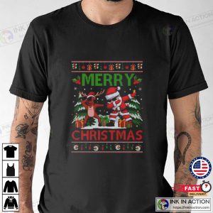 Snowman tree Reindeer dabbing Santa Merry Christmas 2022 T shirt 3