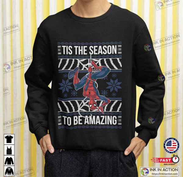 Spiderman Christmas Shirt, Amazing Spiderman Ugly Christmas Sweater, Marvel Spiderman Shirt