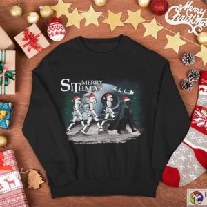 Star Wars Merry Sithmas Shirt, Darth Vader Stormtrooper Christmas Shirt, Disney Galaxys Edge Shirt, Abbey Road Walking T-Shirt