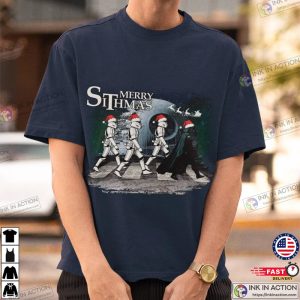 Star Wars Merry Sithmas Shirt, Darth Vader Stormtrooper Christmas Shirt, Disney Galaxys Edge Shirt, Abbey Road Walking T-Shirt