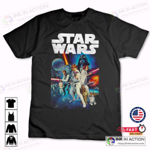 Star Wars Vintage Cast Poster Shirt Retro Comic Book Shirt
