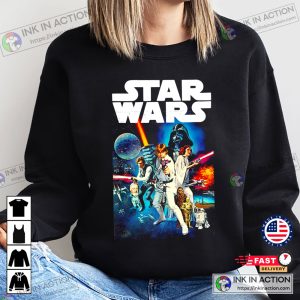 Star Wars Vintage Cast Poster Shirt Retro Comic Book Shirt Galaxys Edge Vacation Gift Unisex Tshirt 2