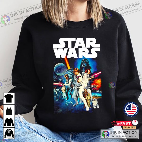 Star Wars Vintage Cast Poster Shirt Retro Comic Book Shirt