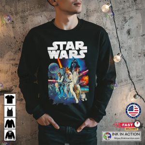 Star Wars Vintage Cast Poster Shirt Retro Comic Book Shirt
