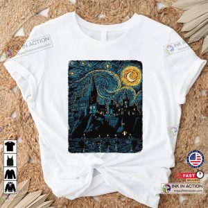 Starry Night Shirt Magic Wizard Castle Boat Magic School Book Nerd Gift Fantasy Shirt 1