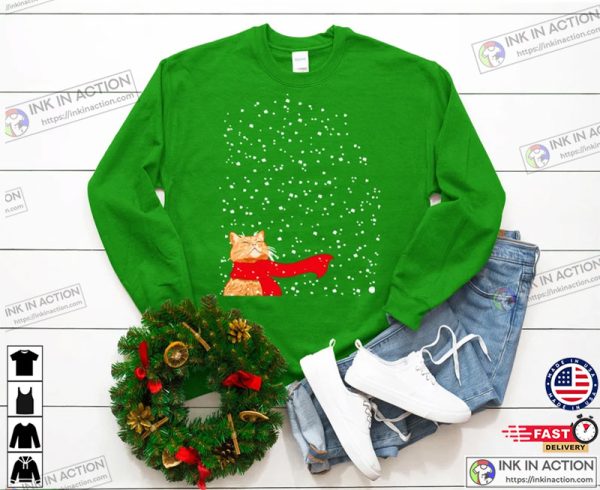 Tabby Snow Cat Meowy Catmas Ugly Christmas Sweater