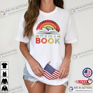 Take a look its in a book reading vintage retro rainbow T Shirt Reading Shirt Reading Book 1