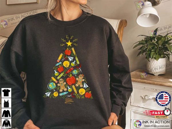 Teacher Christmas Tree Graphic Sweatshirt