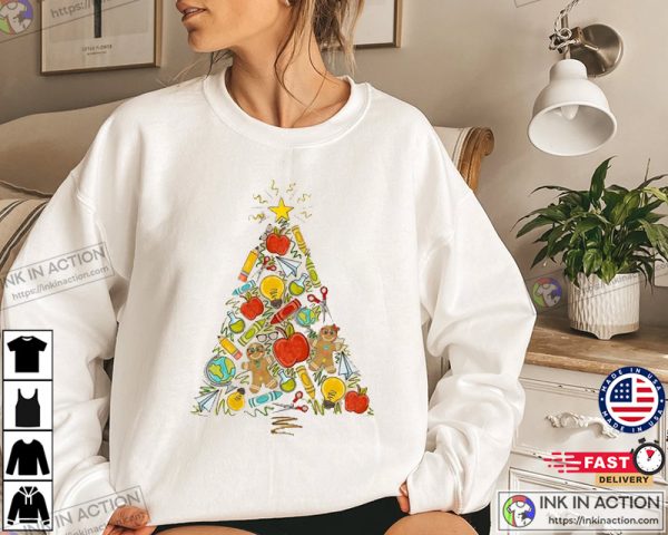 Teacher Christmas Tree Graphic Sweatshirt