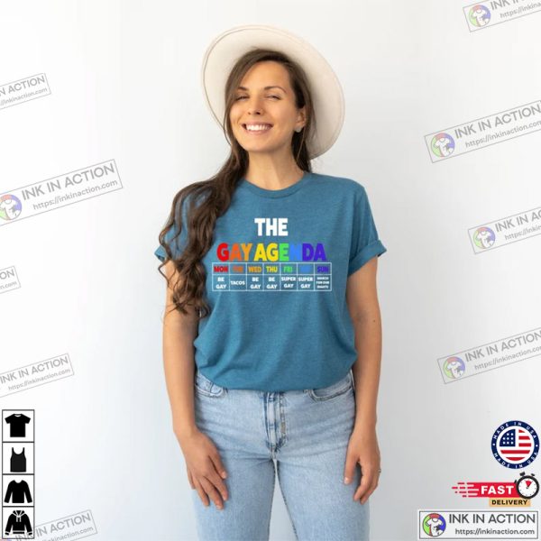 The Gay Agenda LGBTQ Funny Pride Rainbow Shirts