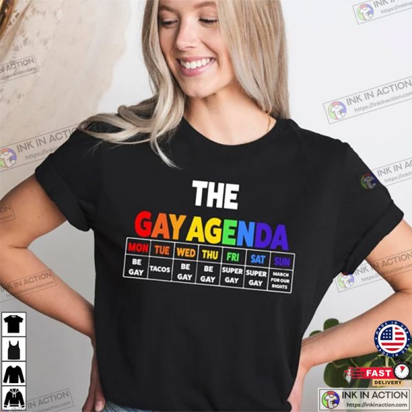 The Gay Agenda LGBTQ Funny Pride Rainbow Shirts
