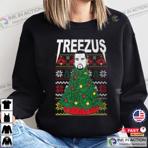 Treezus Ugly Unisex Christmas Sweater Mr.West Rap Hip Hop GOAT Legend Kanye West Yeezus Parody Merry Xmas Tree Holiday Party 4