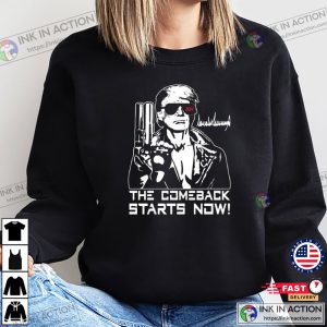 Trump The Comeback Starts Now Trump 2024 Slogan Political Men’s Graphic Sweatshirt