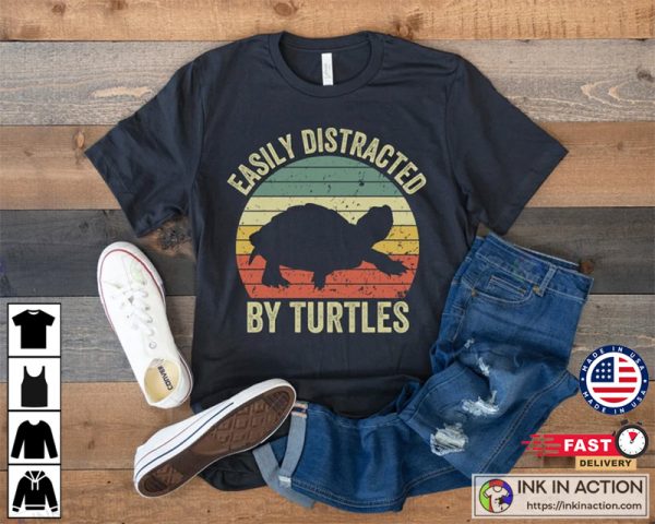 Turtle Shirt Easily Distracted By Turtles Funny Behold Dog Vintage Shirt