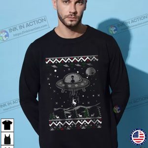 UFO Ugly Christmas Sweater Alien Spaceship NASA Holiday Glow in the dark 3