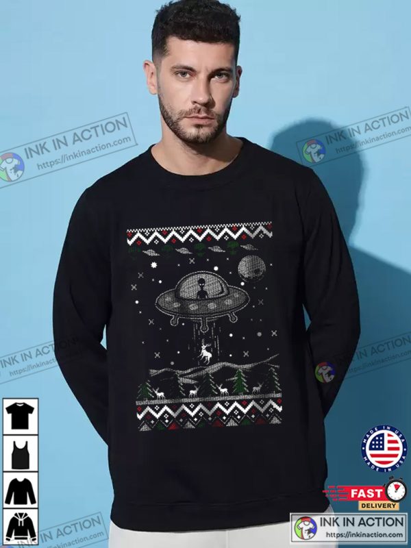 Glow In The Dark UFO Ugly Christmas Shirt