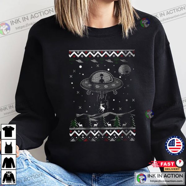 Glow In The Dark UFO Ugly Christmas Shirt