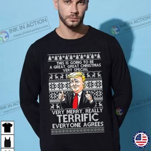 Ugly Christmas Sweater Trump Very Merry Really Terrific Christmas Unisex Sweatshirt 2