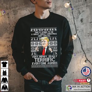 Ugly Christmas Sweater Trump Very Merry Really Terrific Christmas Unisex Sweatshirt