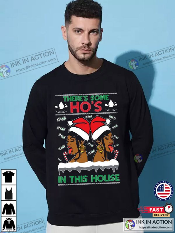 Ugly Christmas Sweater WAP There’s Some Hos In This House Unisex Sweatshirt