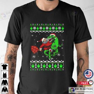 Ugly Santa riding Dinosaur T Rex Merry Christmas 2022 T shirt 3