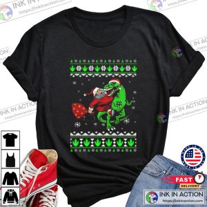 Ugly Santa riding Dinosaur T Rex Merry Christmas 2022 T shirt 4