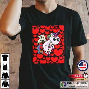 Unicorn With Hearts Valentines Day Tshirt 2