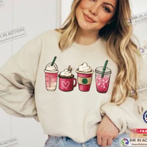Valentine Coffee Heart Sweatshirt Womens Cute Valentine Shirt Cozy Love Sweatshirt Women Valentine Sweater 1