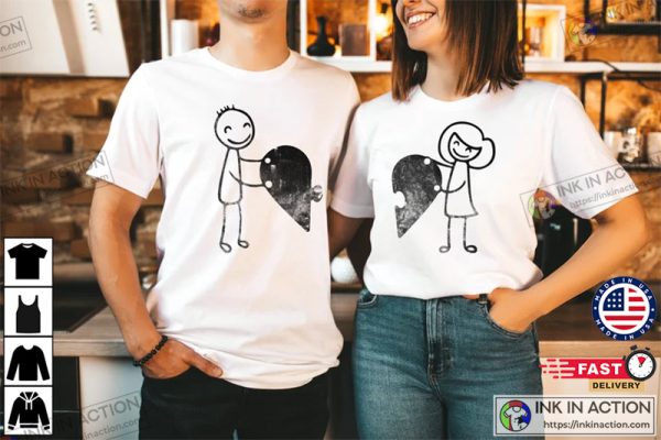 Puzzle Heart Shirt, Couple Love Shirt, Couple Shirts Valentine Gift, Valentine’s Day Gift