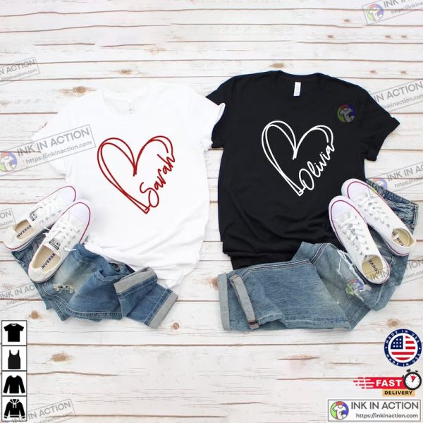 Valentine’s Day Shirt, Valentine Shirt, Personalized Double Heart Shirt, Custom Valentine’s Day Gift, Heart Shirt