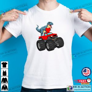 Valentines Day T Rex Riding Monster Truck Toddler Tshirt 1