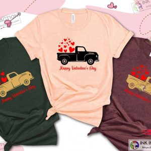 Vintage Red Truck Shirt Valentine Shirt Cute Valentines Day Shirt Truck With Hearts Shirt 1