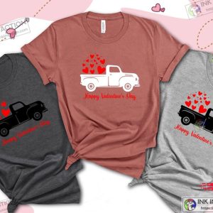 Vintage Red Truck Shirt, Valentine Shirt, Cute Valentines Day Shirt, Truck With Hearts Shirt