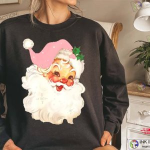 Vintage Santa Claus Retro Pink Santa Sweatshirt