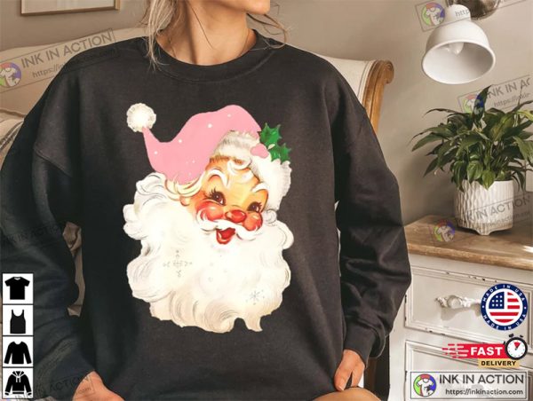 Vintage Santa Claus Retro Pink Santa Sweatshirt