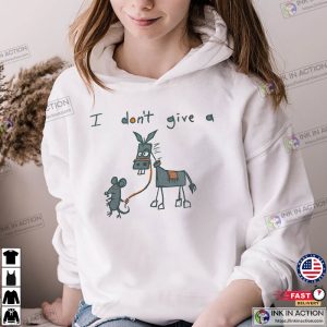 Vtg Y2K I Don t Give A Rat s Ass Cartoon Drewing Humor Beige Shirt 2