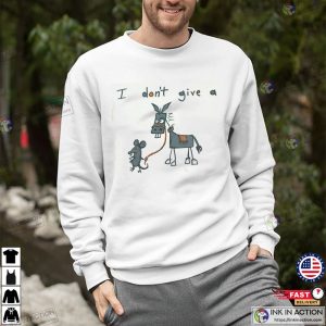 Vtg Y2K I Don t Give A Rat s Ass Cartoon Drewing Humor Beige Shirt 3
