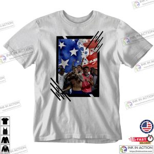WC USA Pulisic Soccer Celebration Frame Art Tshirt 3